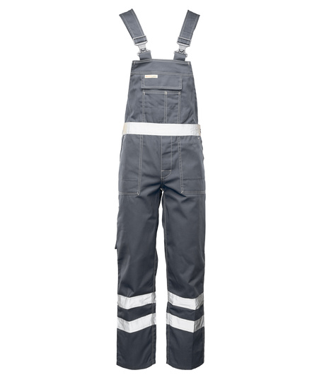 Spodnie robocze ogrodniczki odblaskowe CLASSIC stalowy