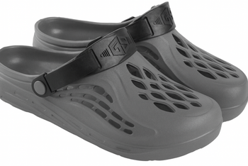 Klapki ogrodowe EVA szare z czarnym paskiem – lekkie i wygodne CM129