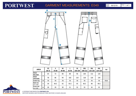 Spodnie robocze bojówki odblaskowe PORTWEST E049