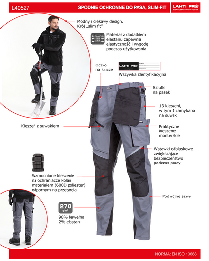 Spodnie robocze do pasa Lahti Pro slim fit