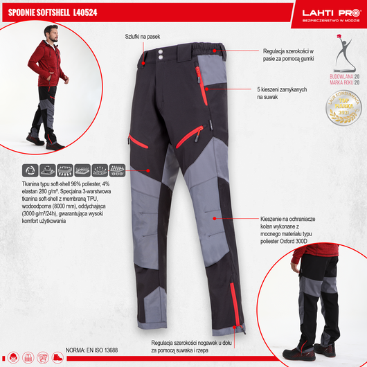 Spodnie softshell do pasa robocze Lahti Pro