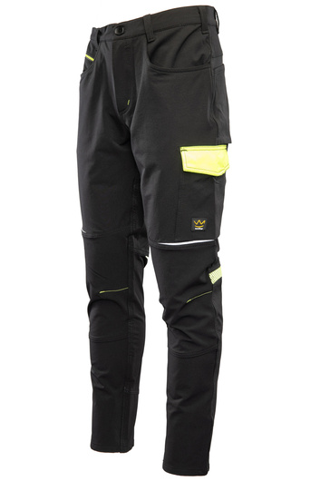 Spodnie robocze SEVEN KINGS RIVAL softshell czarny/żółty