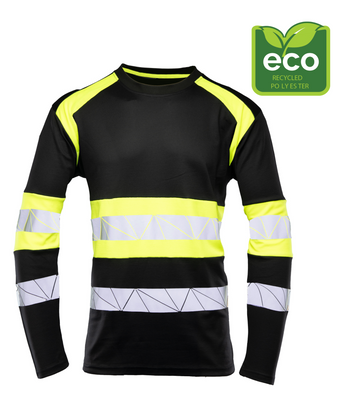 Koszulka ECO RIVAL odblaskowa z długim rękawem czarny/żółty