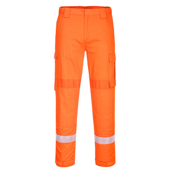 FR401 - Lekkie spodnie trudnopalne z panelami Stretch Pomarańczowy