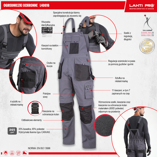 Spodnie robocze ogrodniczki Lahti Pro 
