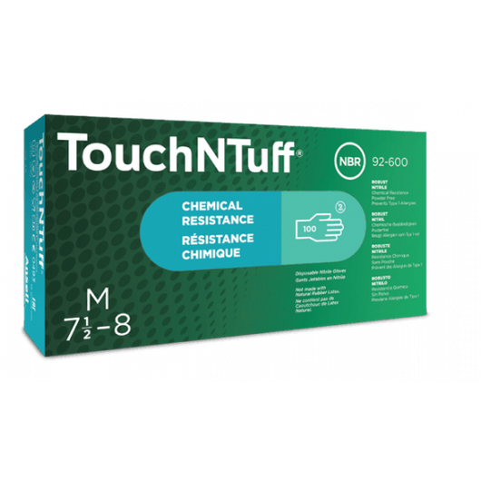 Rękawice nitrylowe TouchNTuff® – odporne na chemikalia, bezpudrowe, zielone