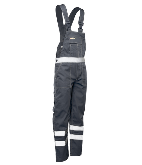 Spodnie robocze ogrodniczki odblaskowe CLASSIC stalowy