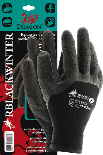 Rękawice robocze ocieplane zimowe Dragon RBLACK WINTER