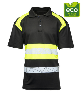 Koszulka odblaskowa polo ECO RIVAL czarny/żółty