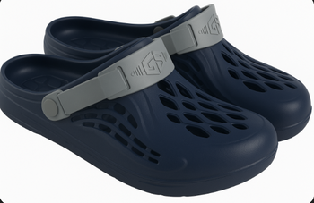 Klapki ogrodowe EVA granatowe z szarym paskiem – lekkie i wygodne CM129